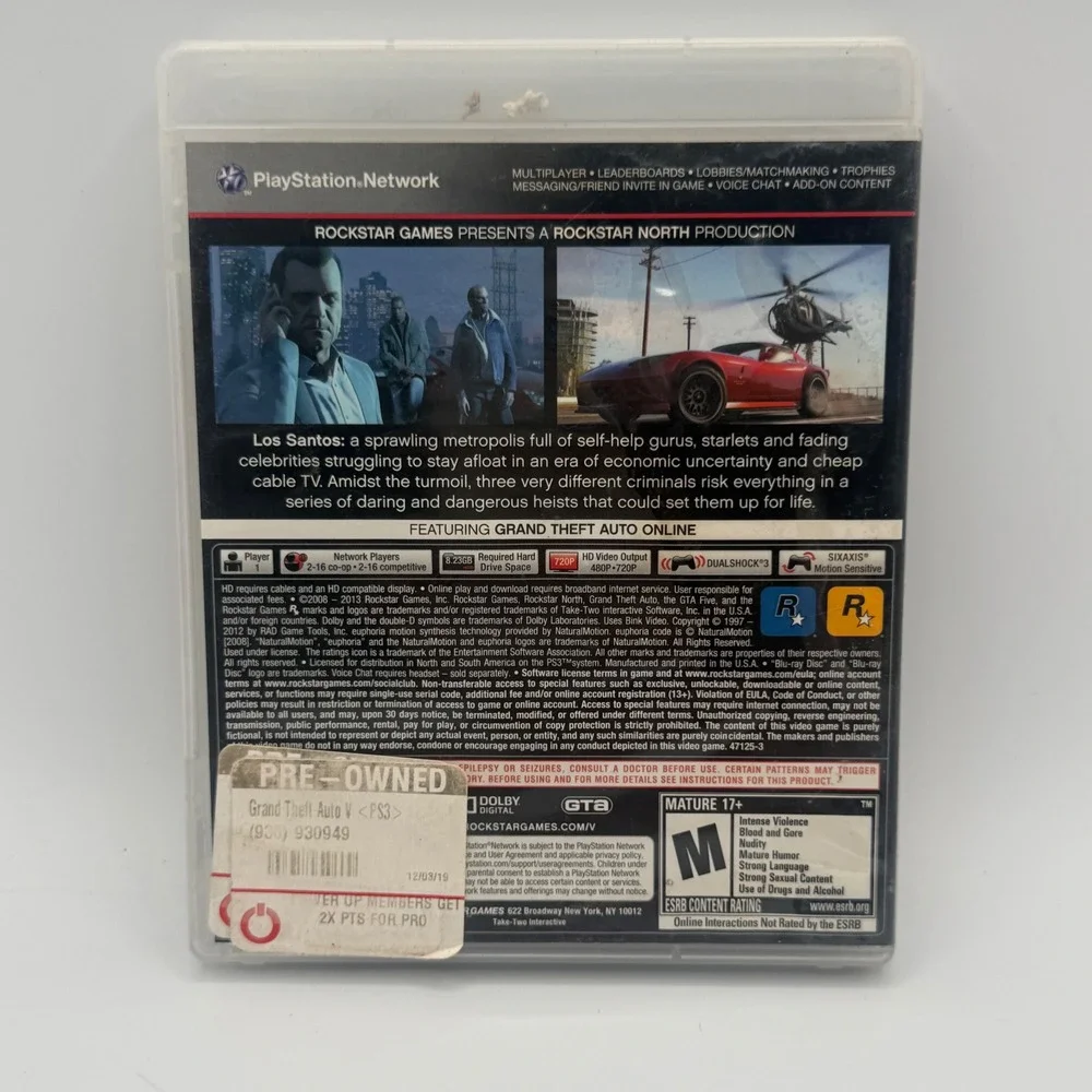 Rockstar Grand Theft Auto V PS3 N/A Multicolor Excellent Action Adventure Game